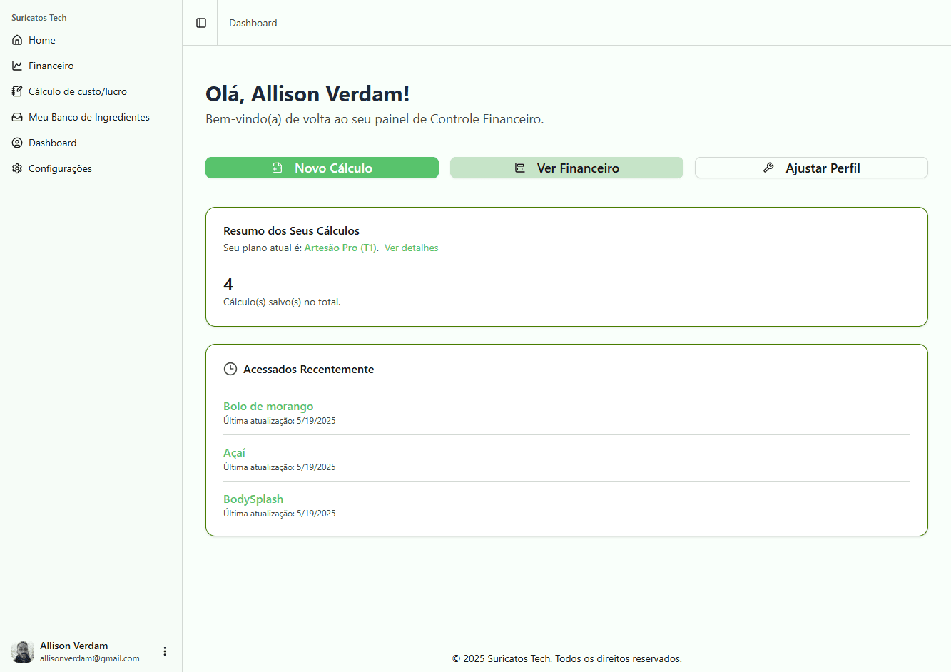 Screenshot da Aplicação Controle Financeiro